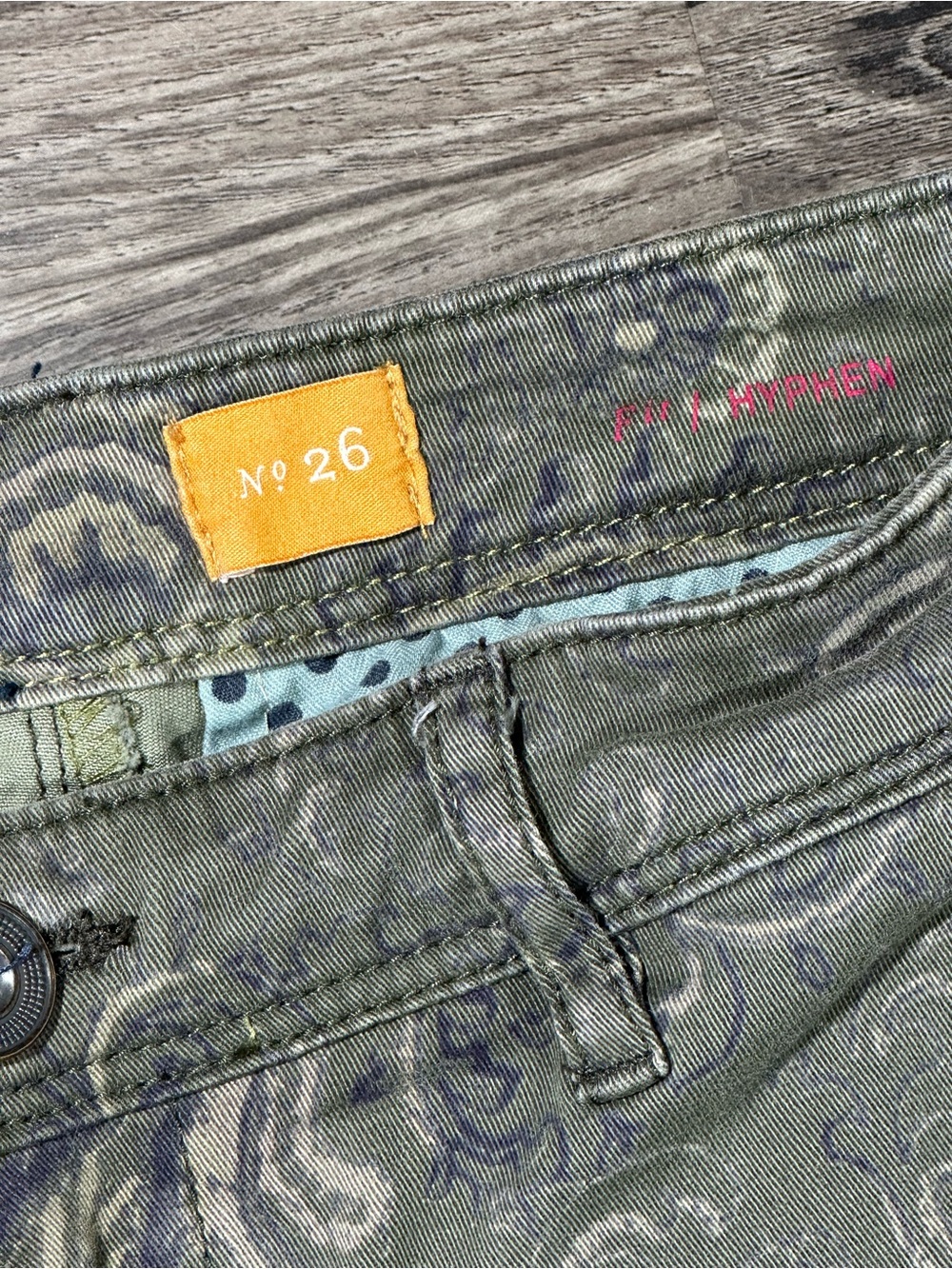 ANTHROPOLOGIE PILCRO & THE LETTERPRESS Olive Green Paisley HYPHEN Chino Pants 26 - Picture 8 of 15